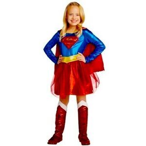 🔥DC Comics Supergirl Child Costume Dress W/cape Belt Boot Covers Size M